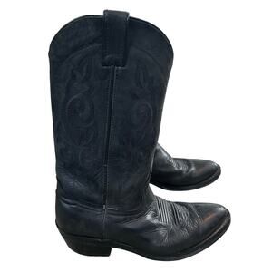 Double H Mens Cowboy Boots Size 9.5B Black Leather Pointed Toe Western